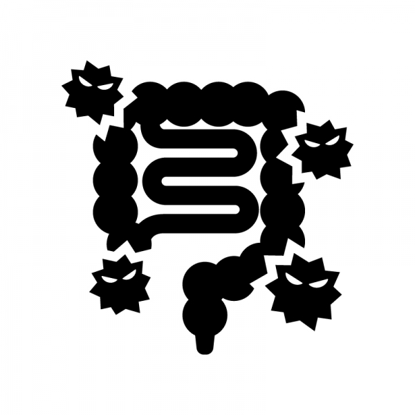 腸内環境が悪い腸のシルエット02 | 無料のAi・PNG白黒シルエットイラスト