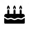 誕生日ケーキの白黒シルエットイラスト