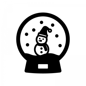 雪だるまのスノードームのシルエット02 無料のai Png白黒シルエットイラスト