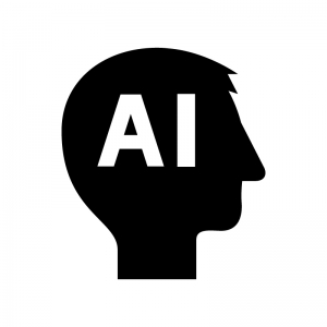 AI・人工知能の白黒シルエットイラスト