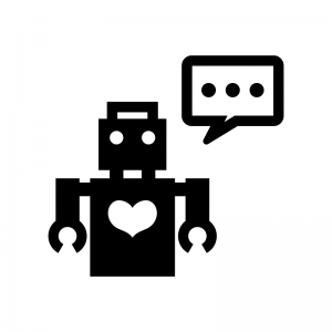 しゃべるロボットの白黒シルエットイラスト02