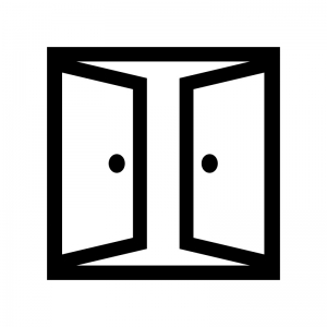 2枚ドア・扉の白黒シルエットイラスト02