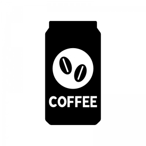 缶コーヒーの白黒シルエットイラスト