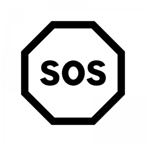 SOSの白黒シルエットイラスト02