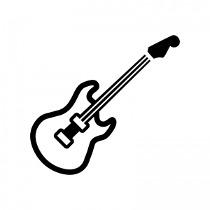 エレキギターの白黒シルエットイラスト04
