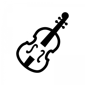 バイオリンの白黒シルエットイラスト