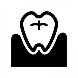 歯と歯茎の白黒シルエットイラスト