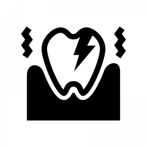 虫歯の痛みの白黒シルエットイラスト02