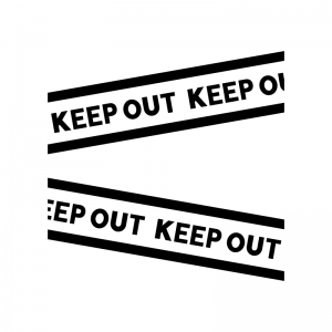 KEEP OUT・立ち入り禁止の白黒シルエットイラスト