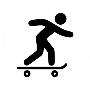 スケートボードをする人の白黒シルエットイラスト02