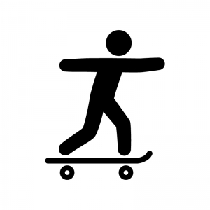 スケートボードをする人の白黒シルエットイラスト03