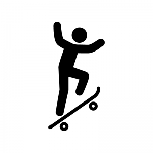 スケートボードをする人の白黒シルエットイラスト04