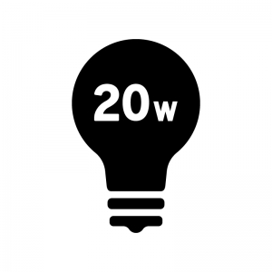 20W電球の白黒シルエットイラスト