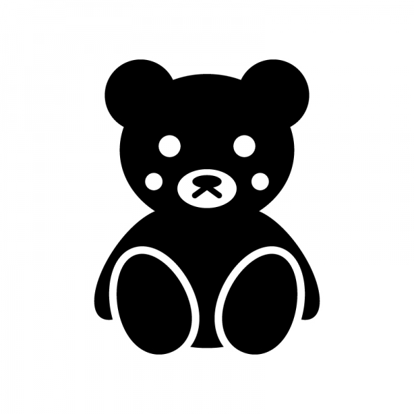 クマのぬいぐるみのシルエット02 | 無料のAi・PNG白黒シルエット クマのぬいぐるみのシルエット02 | 無料のAi・PNG白黒シルエット