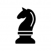 チェス・ナイトの白黒シルエットイラスト