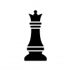 チェス・クイーンの白黒シルエットイラスト