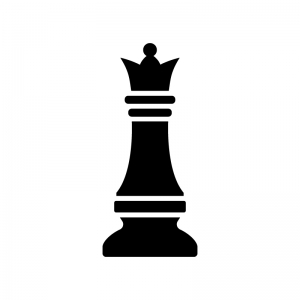チェス・クイーンの白黒シルエットイラスト