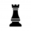 チェス・ルークの白黒シルエットイラスト