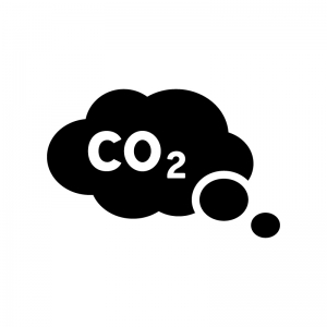 二酸化炭素（CO2）の白黒シルエットイラスト