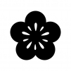 梅の花の白黒シルエットイラスト05