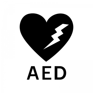 AEDの白黒シルエットイラスト03