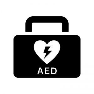 医療・AEDの白黒シルエットイラスト
