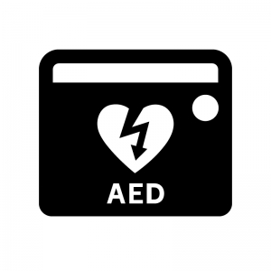 医療・AEDの白黒シルエットイラスト02
