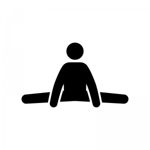 ヨガの座位の開脚のポーズの白黒シルエットイラスト