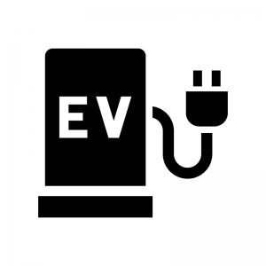 EV車・充電スタンドの白黒シルエットイラスト02