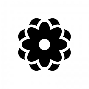 小花の白黒シルエットイラスト04