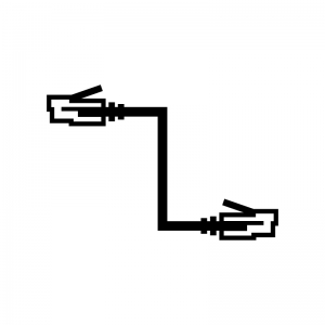 LANケーブルの白黒シルエットイラスト03