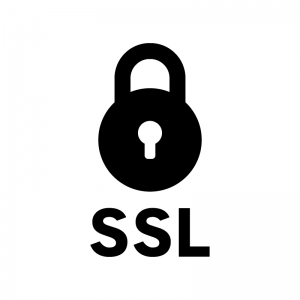 SSL通信の白黒シルエットイラスト