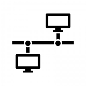 PCのLAN・ネットワークの白黒シルエットイラスト02