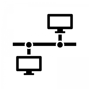 Pcのlan ネットワークのシルエット02 無料のai Png白黒シルエットイラスト