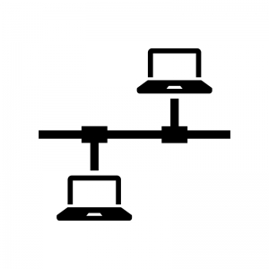 PCのLAN・ネットワークの白黒シルエットイラスト05