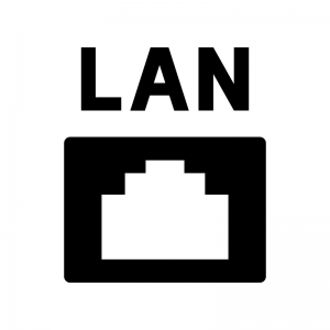 LANの差込口の白黒シルエットイラスト