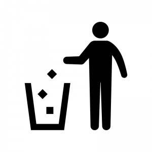 ゴミを捨てる人物のシルエット03 無料のai Png白黒シルエットイラスト