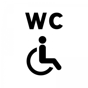 車椅子対応トイレの白黒シルエットイラスト02