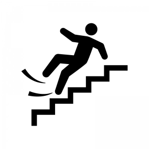 階段にご注意くださいの白黒シルエットイラスト02