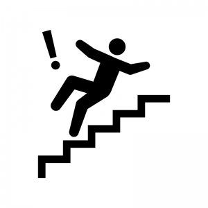 階段にご注意くださいの白黒シルエットイラスト03