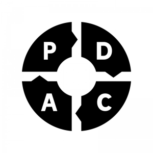 PDCAサイクルの白黒シルエットイラスト