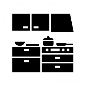 キッチン・台所の白黒シルエットイラスト02