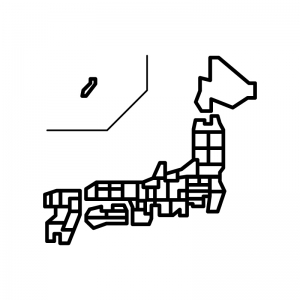 都道府県別 日本地図のシルエット 無料のai Png白黒シルエットイラスト