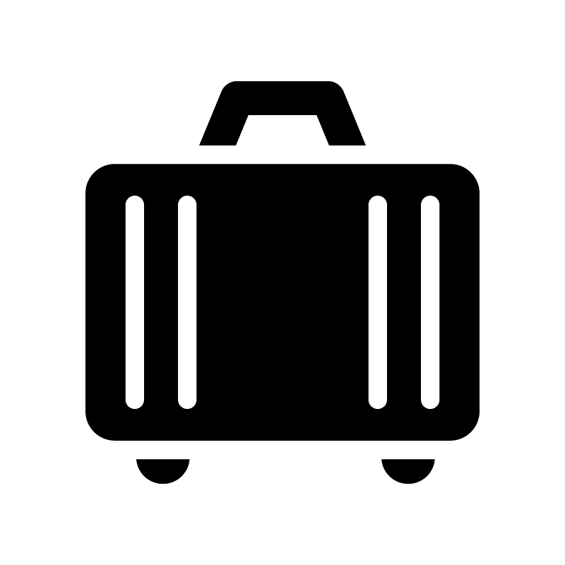スーツケースの白黒シルエットイラスト02