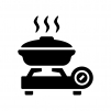鍋とカセットコンロの白黒シルエットイラスト