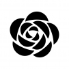 バラの花の白黒シルエットイラスト