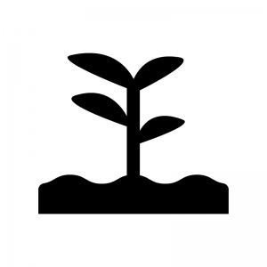 植物の芽の白黒シルエットイラスト06
