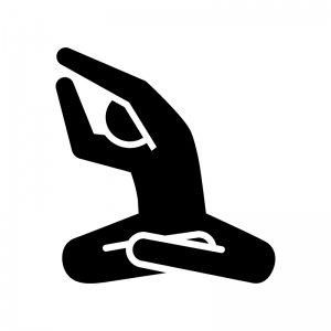 座って背伸びするストレッチのシルエット | 無料のAi・PNG白黒シルエットイラスト