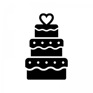 ウェディングケーキの白黒シルエットイラスト02