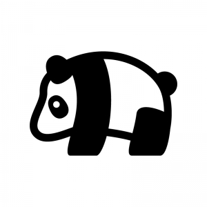 パンダの白黒シルエットイラスト02